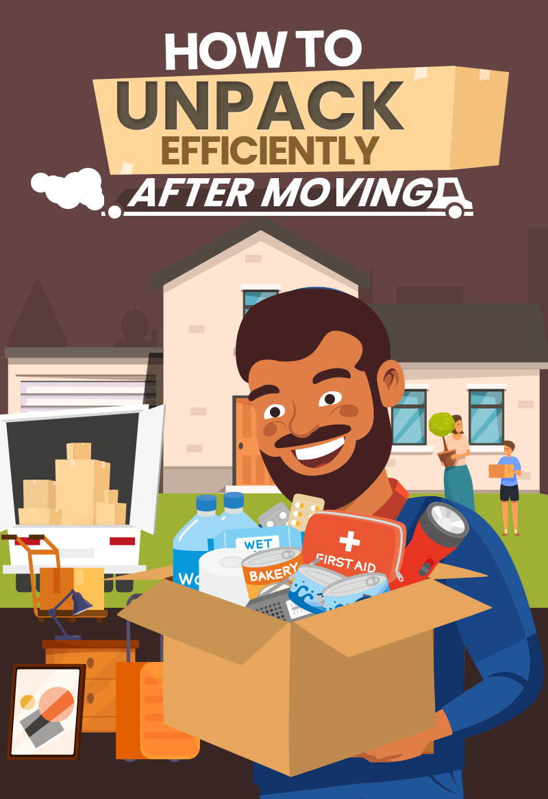 Mountains of moving boxes. An intimidating labyrinth of bags and bundles. Pieces of wrapped furniture in almost every corner. Whether you've relocated just across town or across the country, moving into a new home can be both exciting and tiring. – illustration for A 7-Step Practical Guide to Unpacking Efficiently After A Move