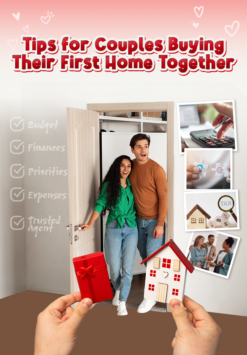 With Valentine's Day just around the corner, it’s not only love that fills the air, but a renewed sense of commitment among couples. From lovely surprises to grand gestures, the romantic holiday serves as a catalyst for them to take the next step in their relationships, such as buying a home together. – illustration for From Date Nights to Mortgage Payments: Tips for Couples Buying Their First Home Together