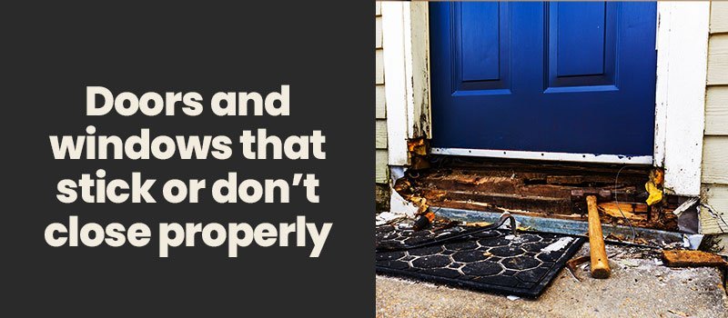 Common warning signs of foundation problems on a home: – illustration for Don't Overlook These Signs of Foundation Problems on A House