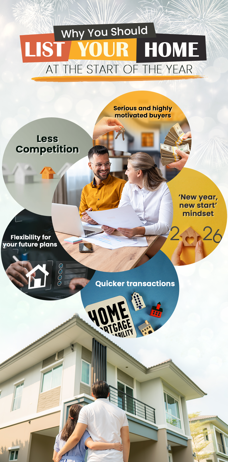 New year, fresh possibilities. And if you're a homeowner considering selling, you might be surprised to learn that the start of the year is also an ideal time to list. – illustration for Why You Should List Your Home at the Beginning of the Year